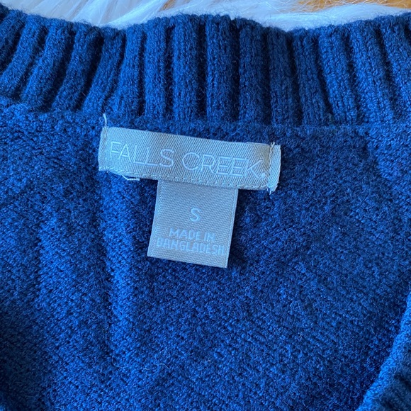 Falls Creek Navy Colorblock Sleeve Pullover Sweater - Picture 4 of 8